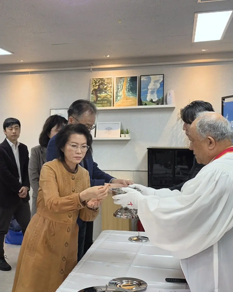 Communion being served